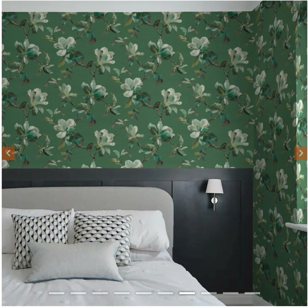 New Anthropologie Carl Robinson Sherbourn Green Magnolia Floral Vinyl Wallpaper